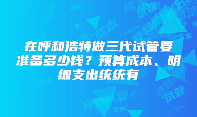 在呼和浩特做三代试管要准备多少钱?预算成本、明细支出统统有