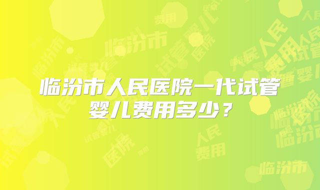 临汾市人民医院一代试管婴儿费用多少？