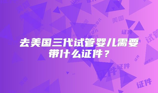 去美国三代试管婴儿需要带什么证件?