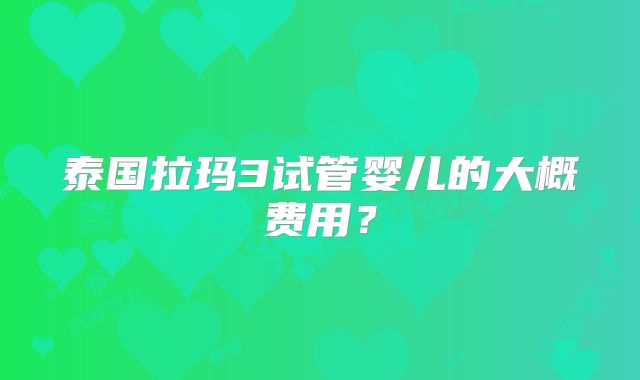 泰国拉玛3试管婴儿的大概费用?
