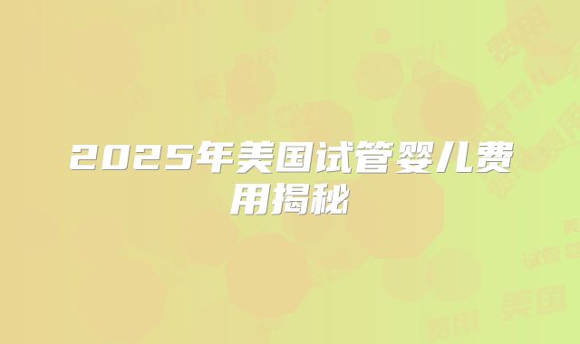 2025年美国试管婴儿费用揭秘