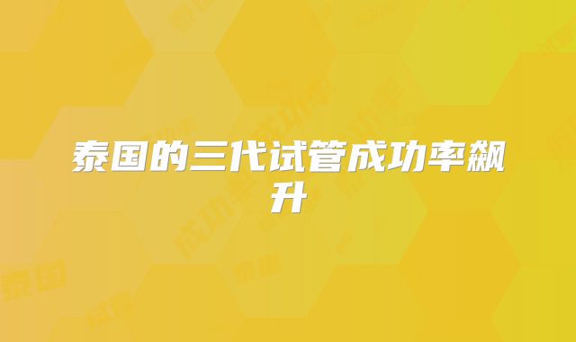 泰国的三代试管成功率飙升
