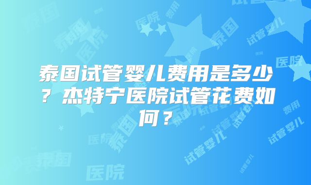 泰国试管婴儿费用是多少?杰特宁医院试管花费如何?