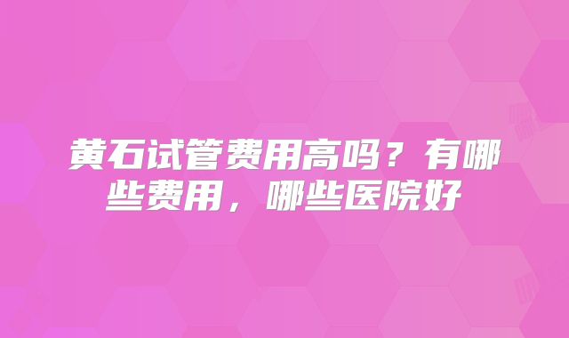 黄石试管费用高吗？有哪些费用，哪些医院好