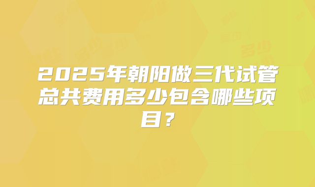 2025年朝阳做三代试管总共费用多少包含哪些项目?
