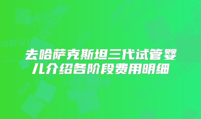 去哈萨克斯坦三代试管婴儿介绍各阶段费用明细