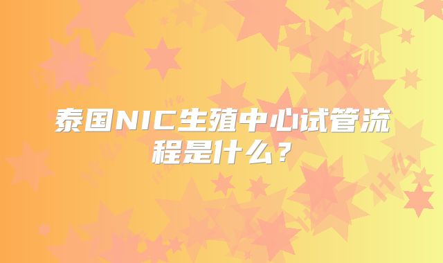 泰国NIC生殖中心试管流程是什么?