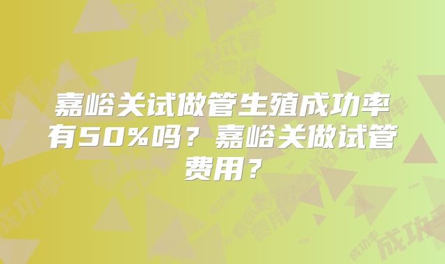 嘉峪关试做管生殖成功率有50%吗？嘉峪关做试管费用？