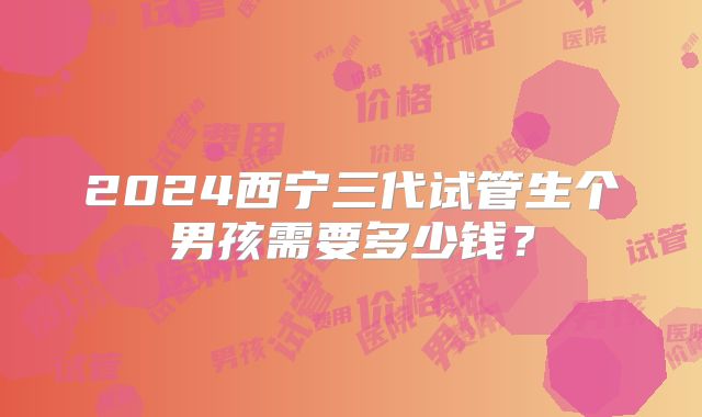 2024西宁三代试管生个男孩需要多少钱?