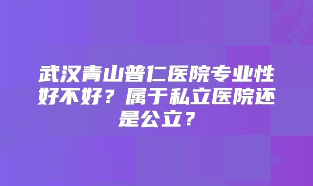 武汉青山普仁医院专业性好不好?属于私立医院还是公立?