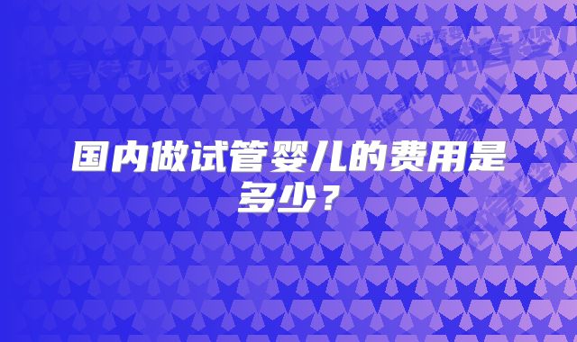 国内做试管婴儿的费用是多少?