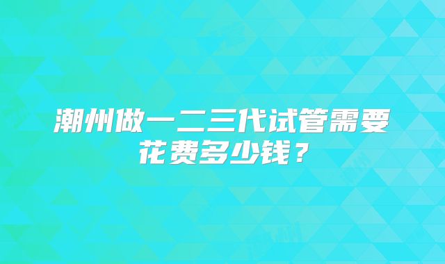 潮州做一二三代试管需要花费多少钱？