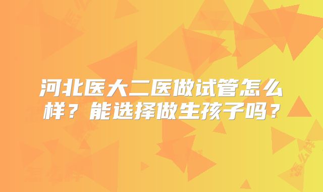 河北医大二医做试管怎么样?能选择做生孩子吗?