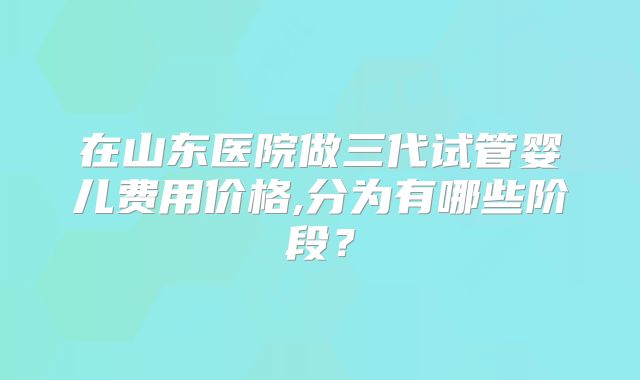在山东医院做三代试管婴儿费用价格,分为有哪些阶段？