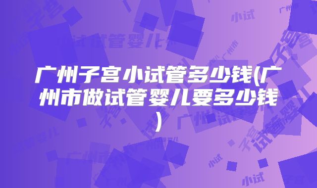 广州子宫小试管多少钱(广州市做试管婴儿要多少钱)