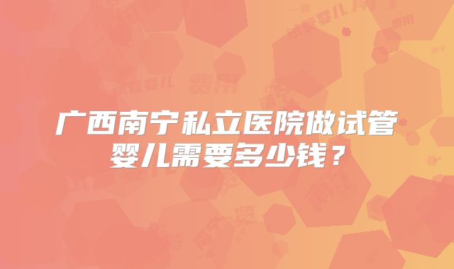 广西南宁私立医院做试管婴儿需要多少钱?