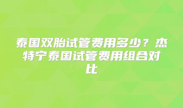 泰国双胎试管费用多少？杰特宁泰国试管费用组合对比