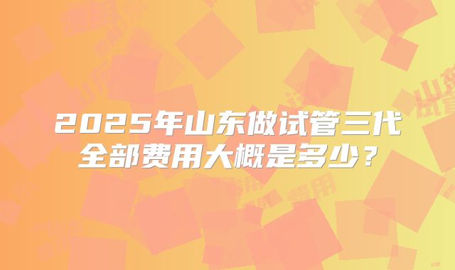 2025年山东做试管三代全部费用大概是多少?