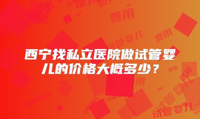 西宁找私立医院做试管婴儿的价格大概多少？