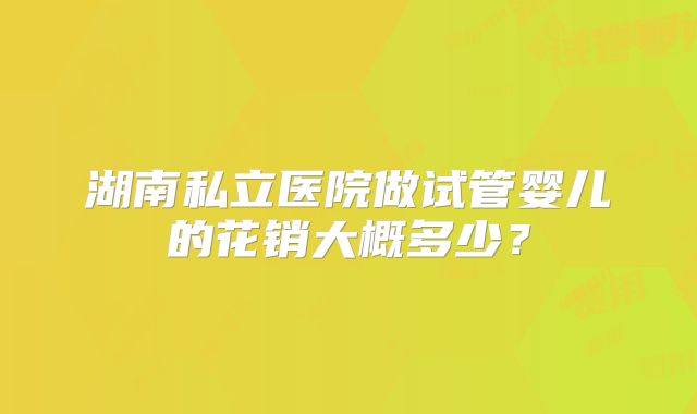 湖南私立医院做试管婴儿的花销大概多少?