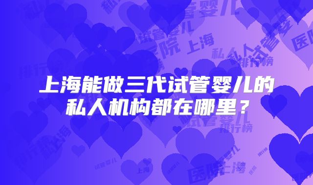 上海能做三代试管婴儿的私人机构都在哪里?