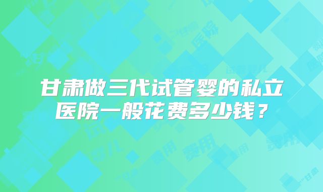 甘肃做三代试管婴的私立医院一般花费多少钱？