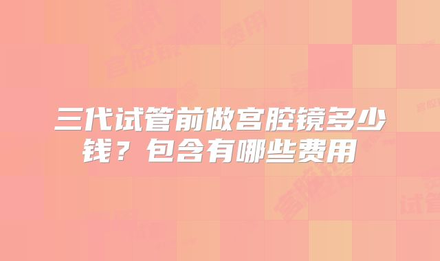 三代试管前做宫腔镜多少钱？包含有哪些费用