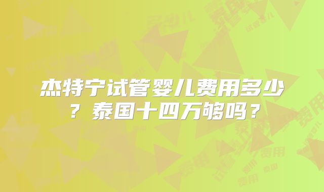 杰特宁试管婴儿费用多少?泰国十四万够吗?