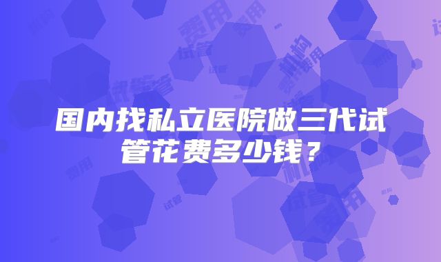 国内找私立医院做三代试管花费多少钱？