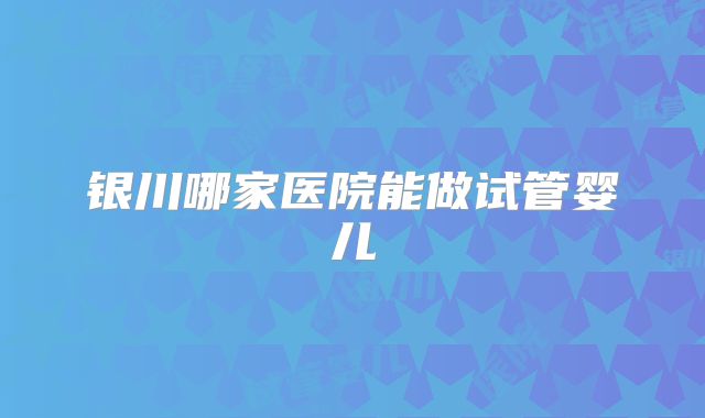 银川哪家医院能做试管婴儿