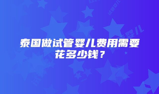 泰国做试管婴儿费用需要花多少钱?