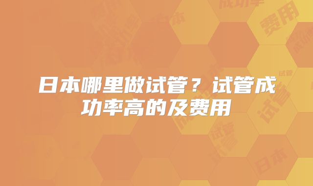 日本哪里做试管?试管成功率高的及费用