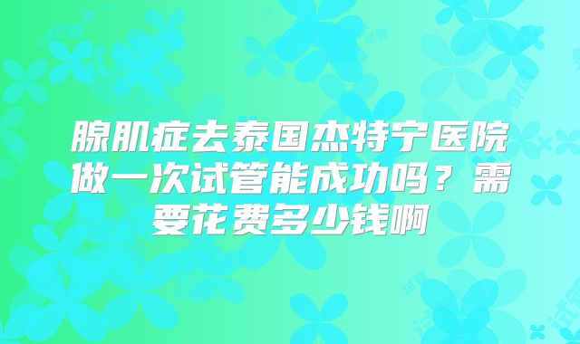 腺肌症去泰国杰特宁医院做一次试管能成功吗?需要花费多少钱啊