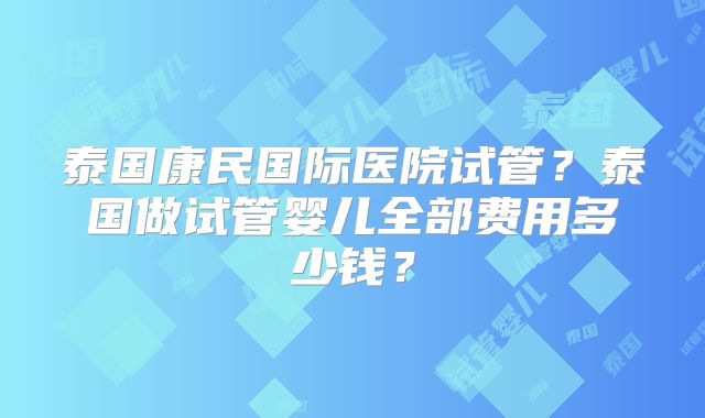 泰国康民国际医院试管?泰国做试管婴儿全部费用多少钱?