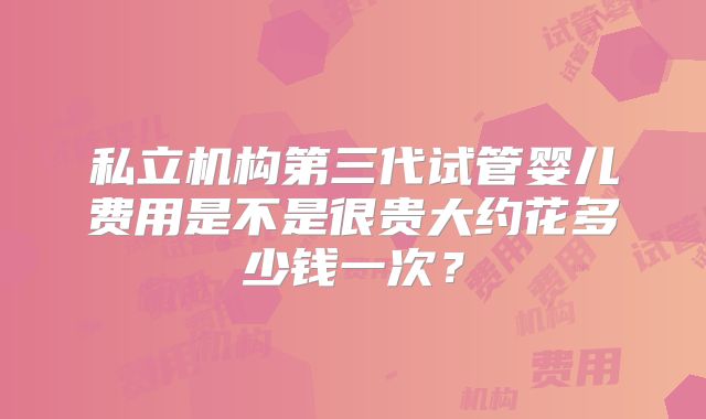 私立机构第三代试管婴儿费用是不是很贵大约花多少钱一次？