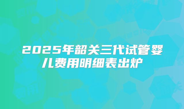 2025年韶关三代试管婴儿费用明细表出炉