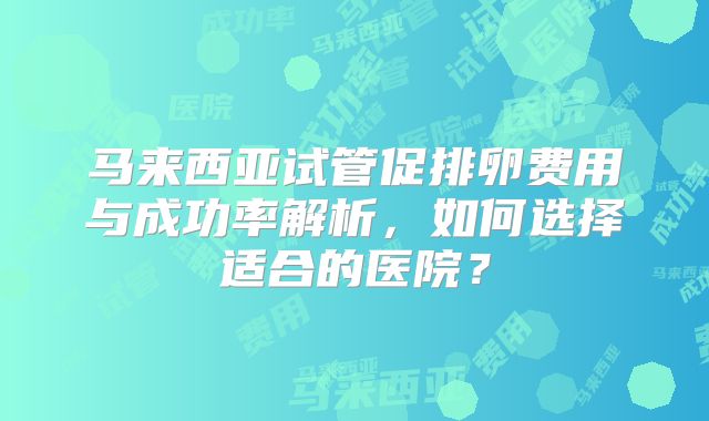 马来西亚试管促排卵费用与成功率解析,如何选择适合的医院?