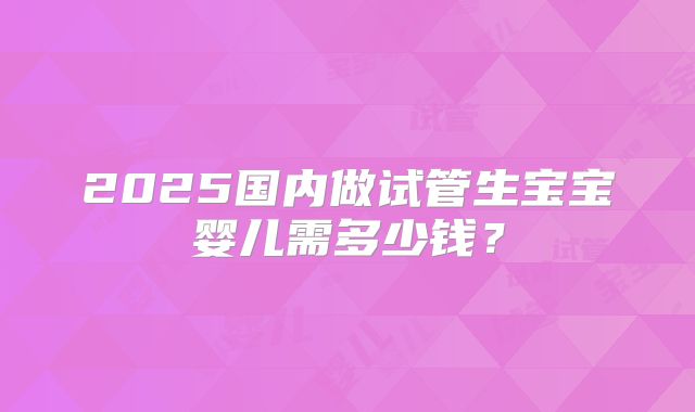 2025国内做试管生宝宝婴儿需多少钱?