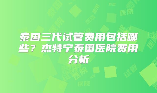 泰国三代试管费用包括哪些?杰特宁泰国医院费用分析