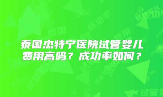 泰国杰特宁医院试管婴儿费用高吗?成功率如何?
