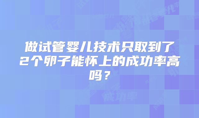 做试管婴儿技术只取到了2个卵子能怀上的成功率高吗?