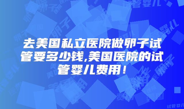 去美国私立医院做卵子试管要多少钱,美国医院的试管婴儿费用!
