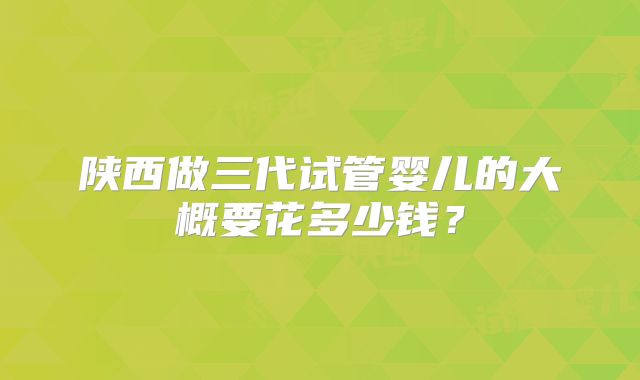 陕西做三代试管婴儿的大概要花多少钱?