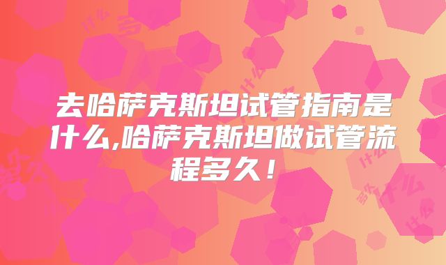 去哈萨克斯坦试管指南是什么,哈萨克斯坦做试管流程多久!
