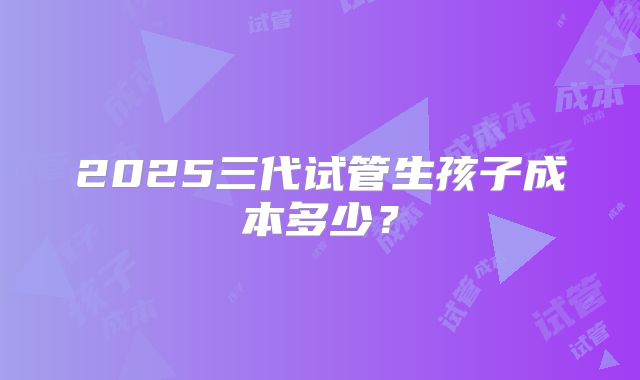 2025三代试管生孩子成本多少?