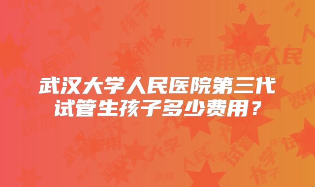 武汉大学人民医院第三代试管生孩子多少费用？