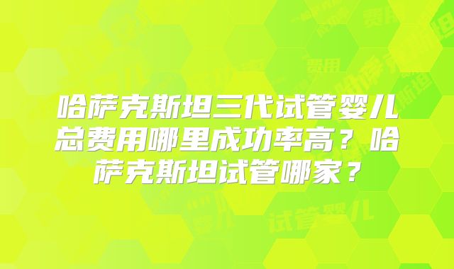 哈萨克斯坦三代试管婴儿总费用哪里成功率高？哈萨克斯坦试管哪家？