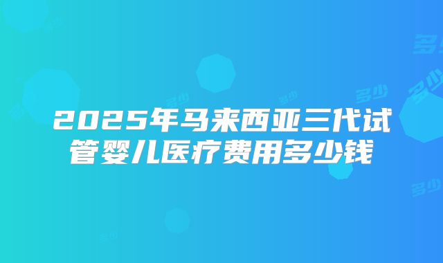 2025年马来西亚三代试管婴儿医疗费用多少钱