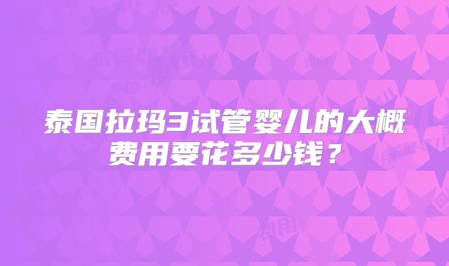 泰国拉玛3试管婴儿的大概费用要花多少钱?