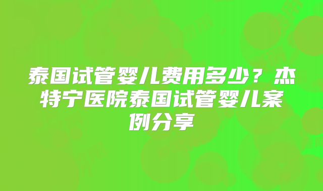 泰国试管婴儿费用多少?杰特宁医院泰国试管婴儿案例分享